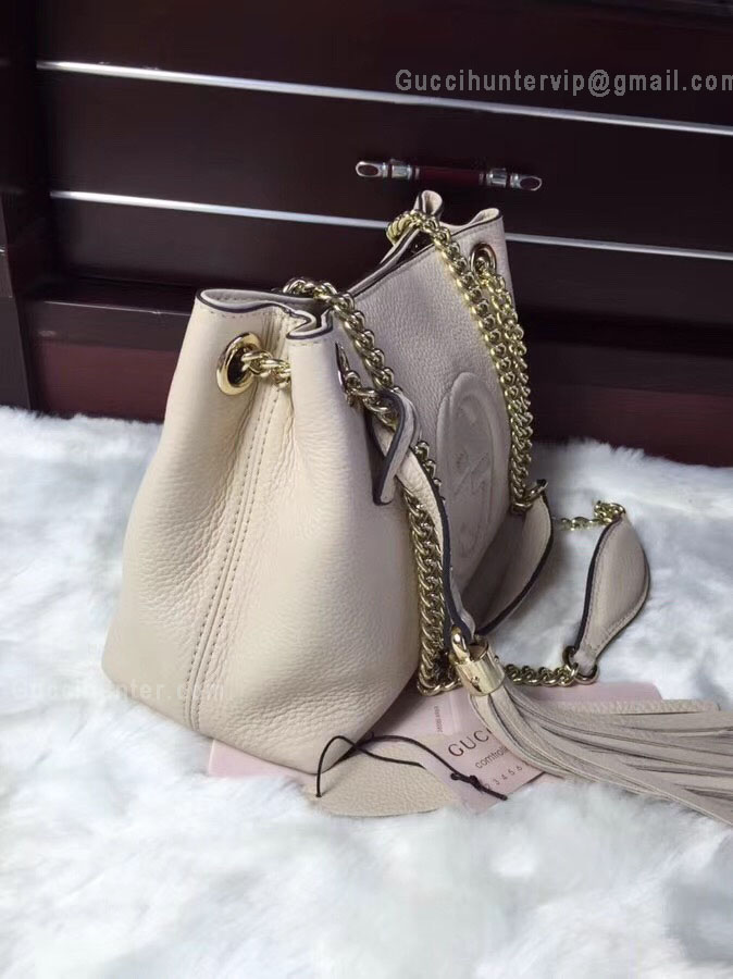 Gucci Soho Tassels 2Way Chain Strap Leather Shoulder Bag White 387043 ...