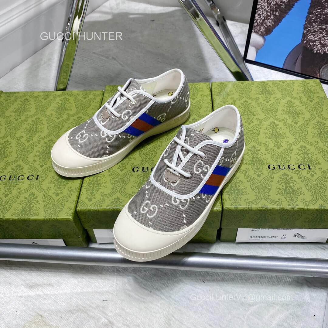 Gucci GG Canvas Web Lace Up Sneakers in Gray 2281075