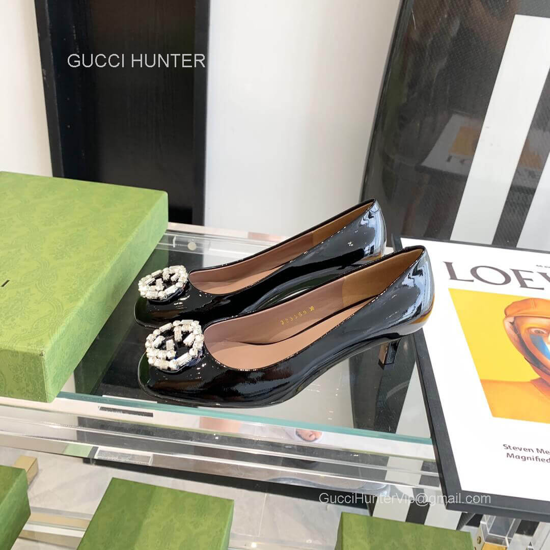 Gucci Crystals Interlocking G Pumps in Black Patent Leather 2281098