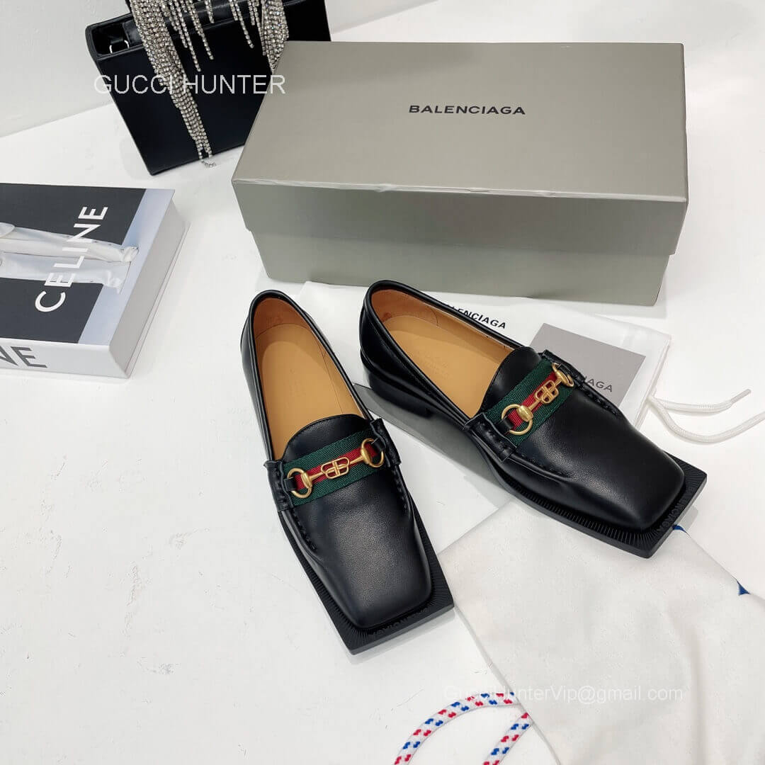 Gucci x Balenciaga Aria Horsebit BB Web Leather Loafers in Black 2281332