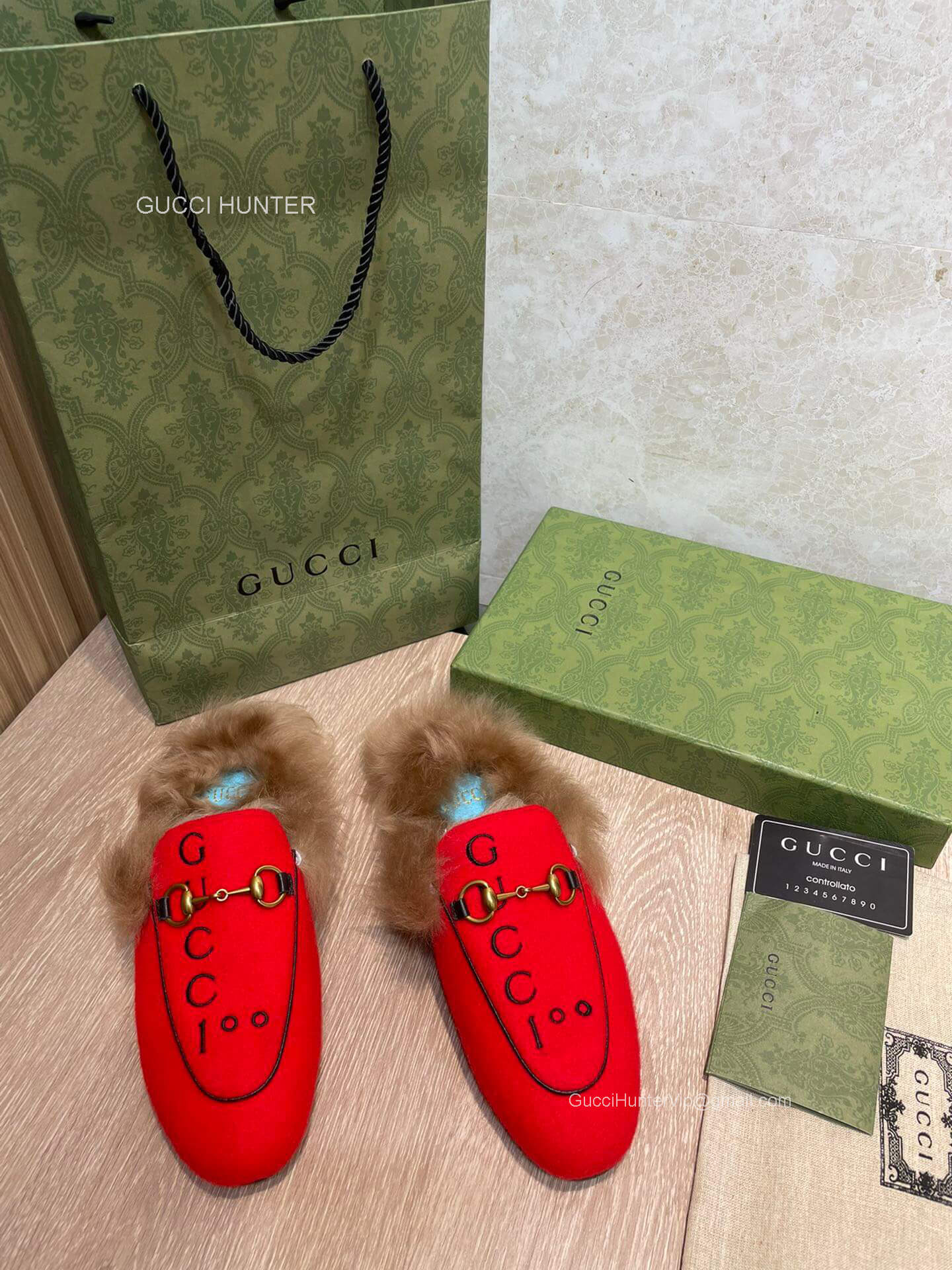 Gucci 100 Princetown Suede Leather Slipper in Red 2281457