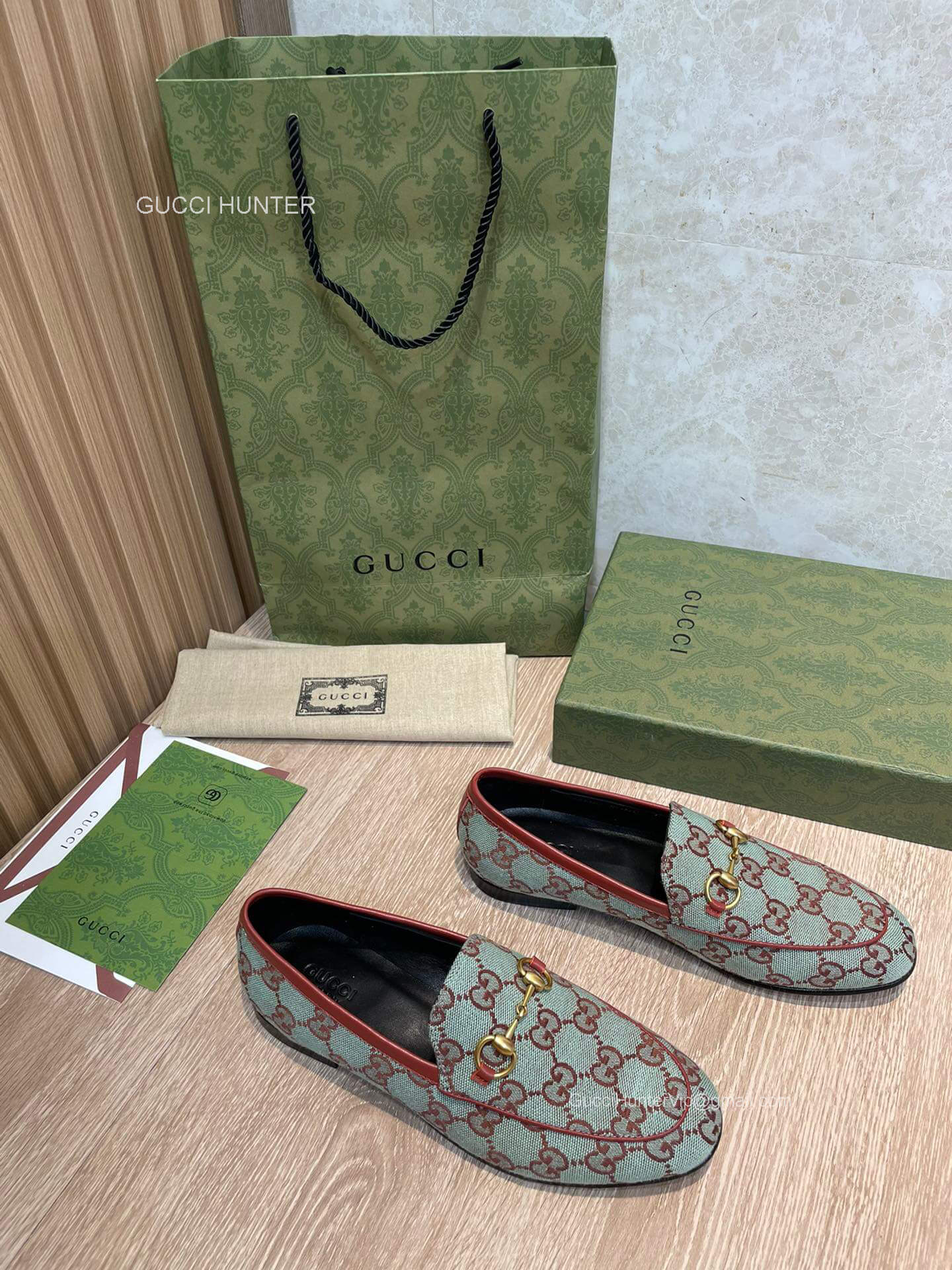 Gucci Princetown Horsebit Loafers in Green Red GG Canvas 2281511