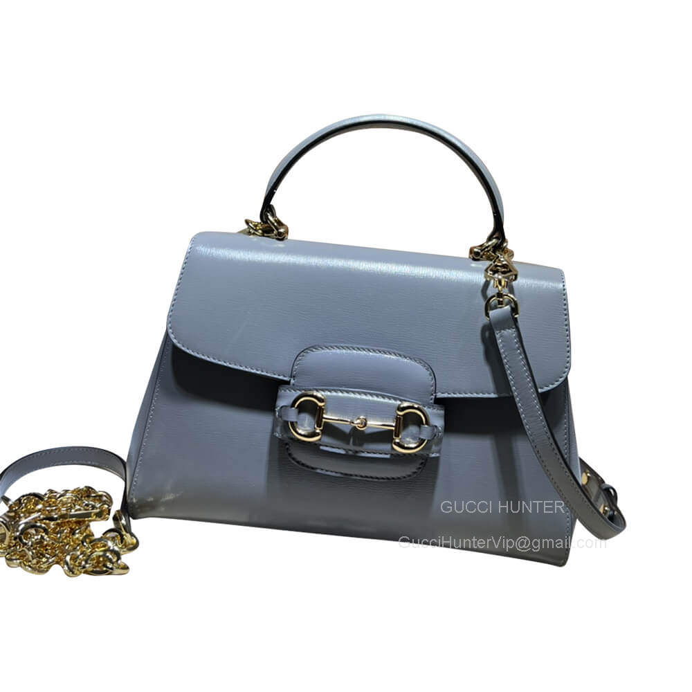 Gucci Horsebit 1955 Medium Top Handle Bag in Gray Leather 702049
