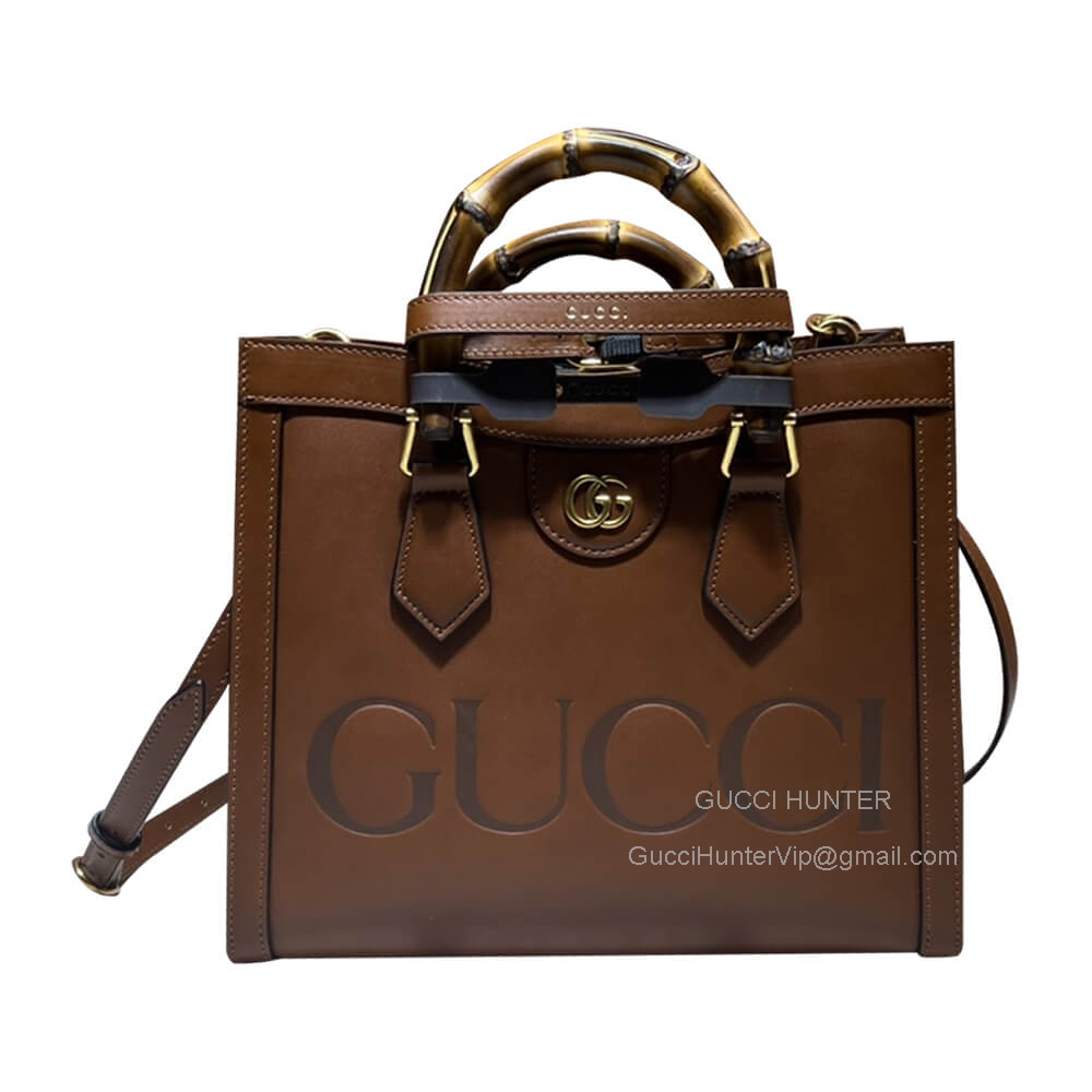 Gucci Diana Small Tote Bag with Bamboo Handle in Brown Leather 660195