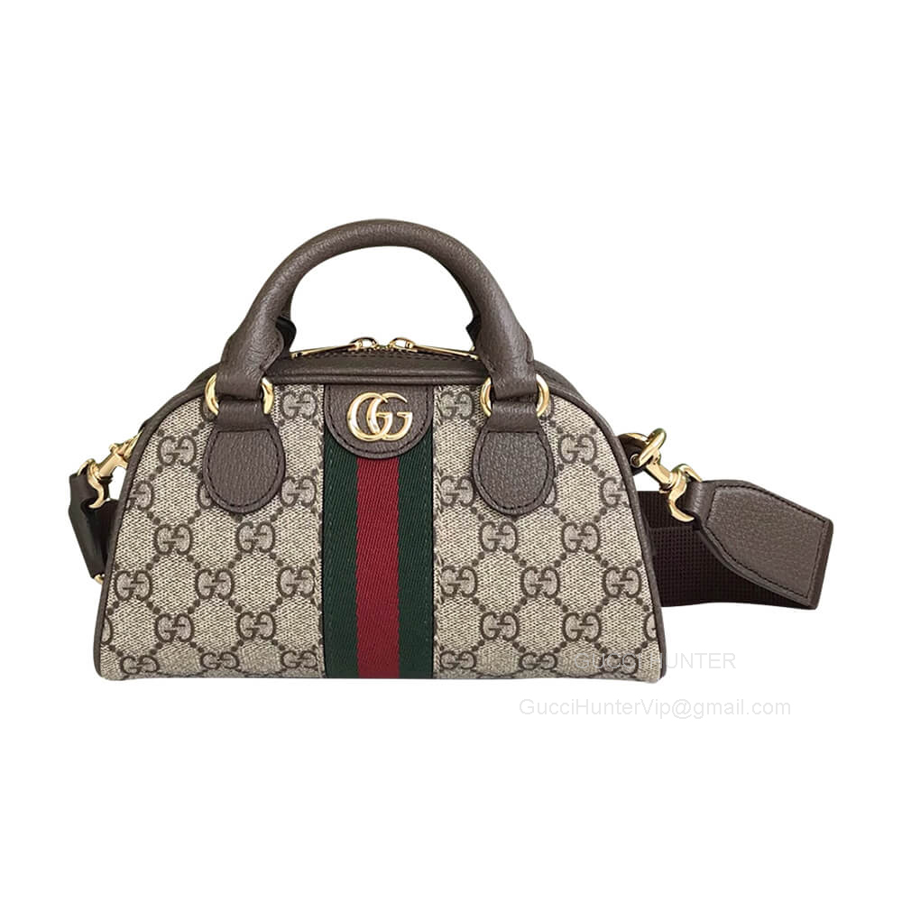 Gucci Ophidia Mini GG Top Handle Bag in Beige and Ebony GG Supreme Canvas 724606