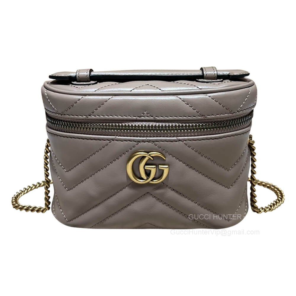 Gucci Mini Top Handle Bag with Chain in Nude GG Matelasse Leather 723770