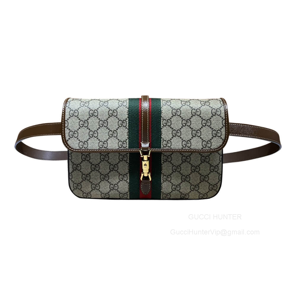 Gucci Jackie 1961 Belt Bag in Beige and Ebony GG Supreme Canvas 699930
