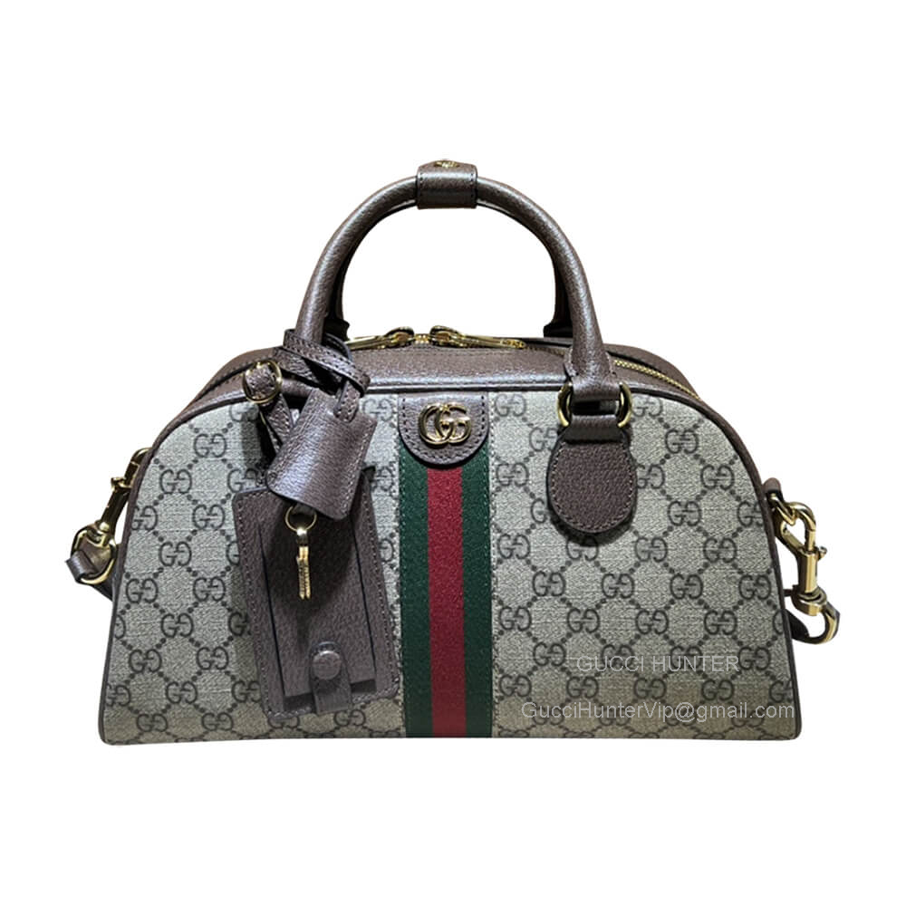 Gucci Ophidia Medium GG Top Handle Bag in Beige and Ebony GG Supreme Canvas 724575