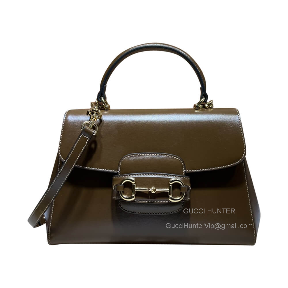 Gucci Horsebit 1955 Medium Top Handle Sholder Bag in Brown Leather 702049