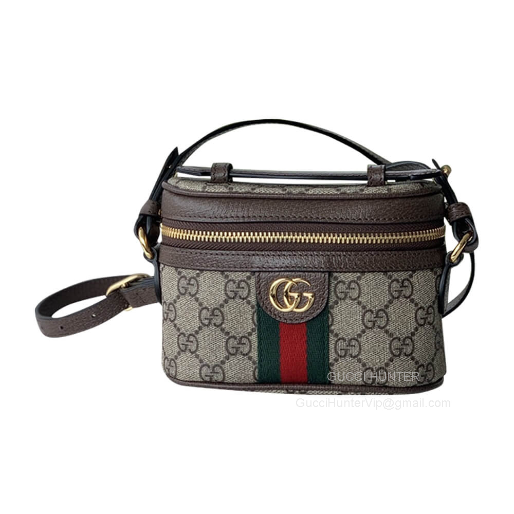 Gucci Ophidia GG Top Handle Mini Bag in Begie and Ebony GG Supreme Canvas 699532