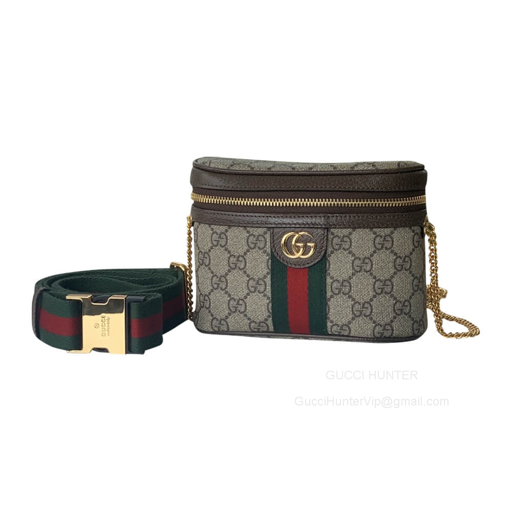 Gucci Ophidia GG Belt Bag with Web in Begie and Ebony GG Supreme Canvas 699765