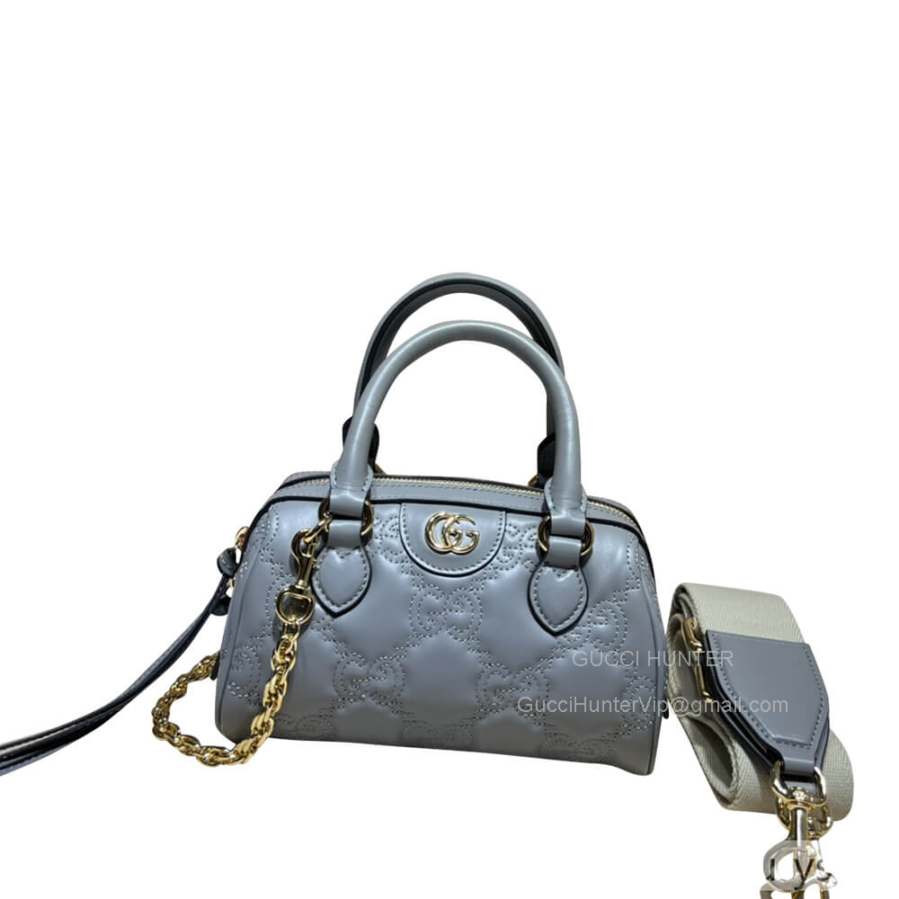 Gucci GG Matelasse Leather Top Handle Shoulder Bag in Gray 702251