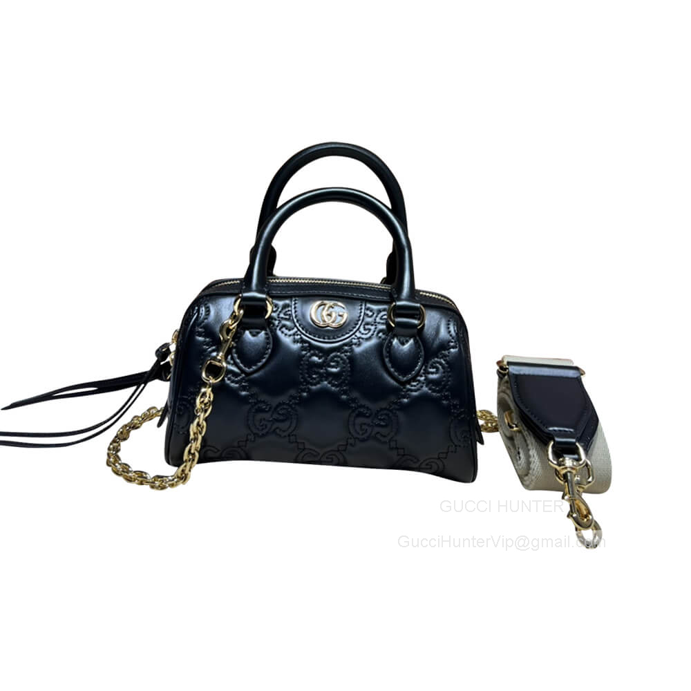 Gucci GG Matelasse Leather Top Handle Shoulder Bag in Black 702251