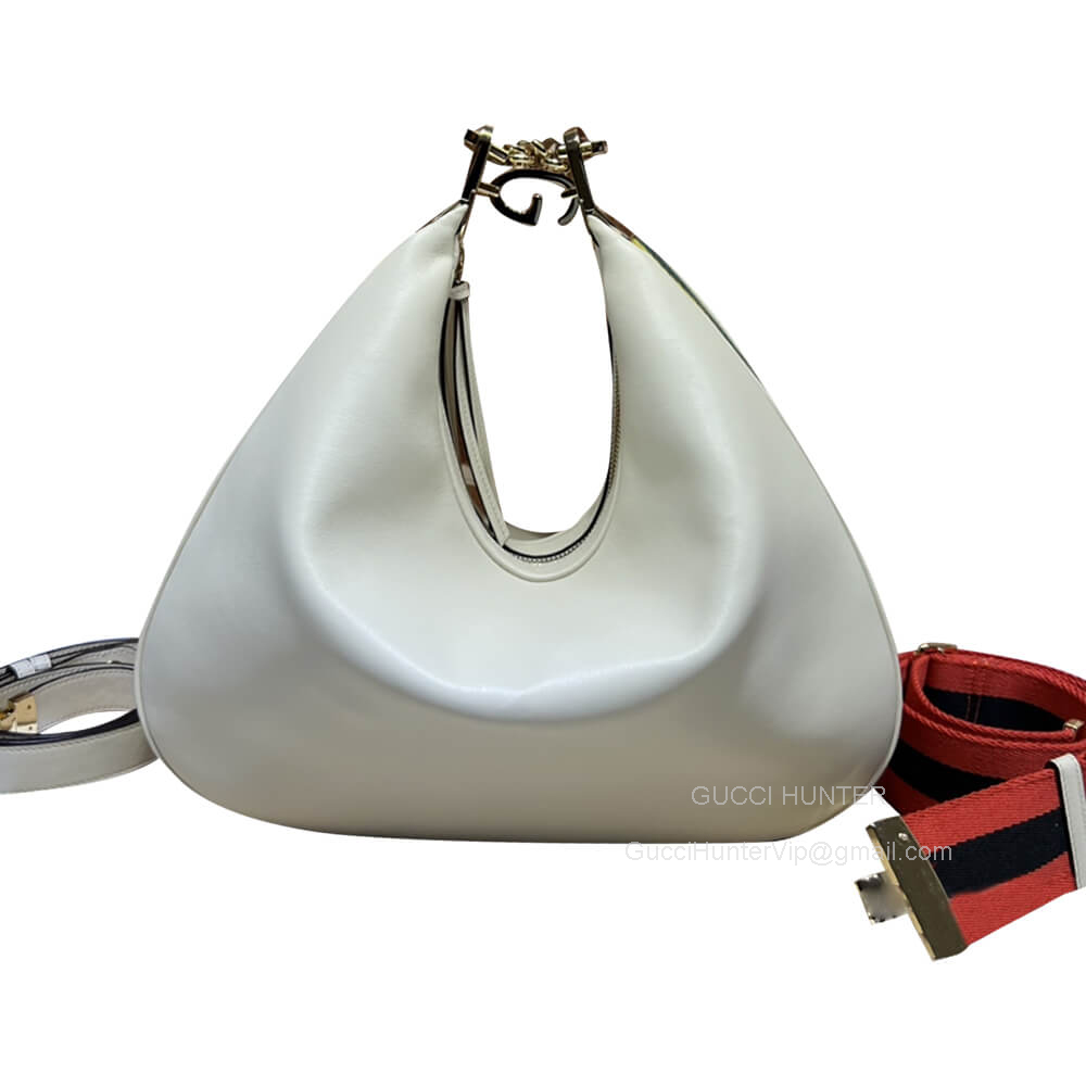 Gucci Attache Large Hobo Shoulder Bag in White Leather 702823
