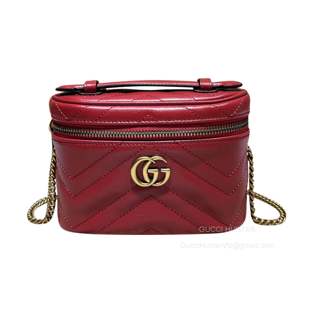 Gucci GG Marmont Mini Top Handle Bag in Red Matelasse Leather 699515
