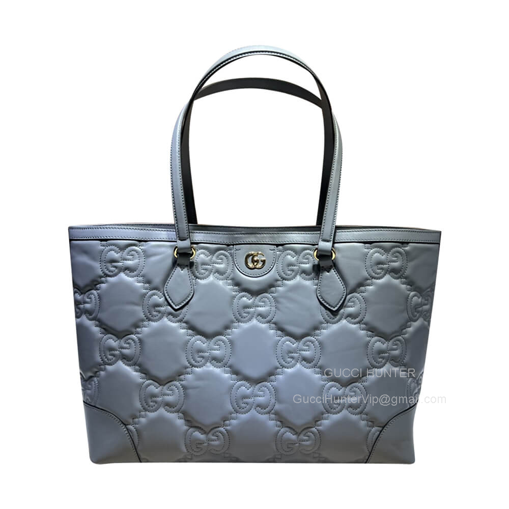 Gucci Gray GG Matelasse Leather Shopping Tote Bag 631685