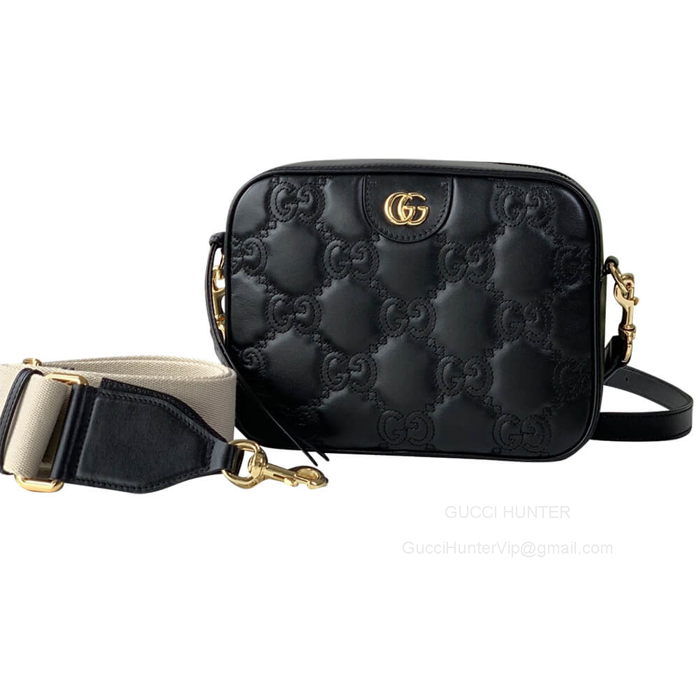 Gucci Love Parade GG Matelasse Leather Shoulder Bag in Black 702234