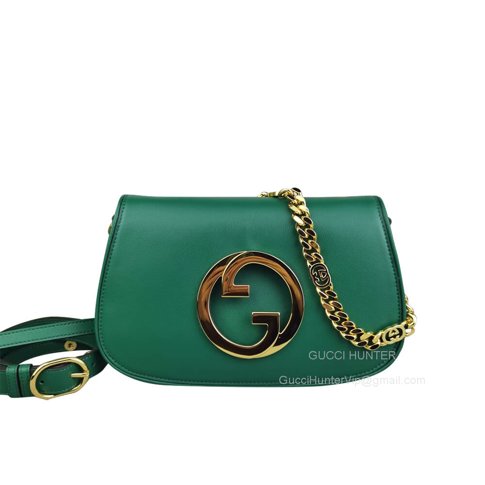 Gucci Love Parade Blondie Chain Shoulder Bag with Round Interlocking G in Green Leather 699268