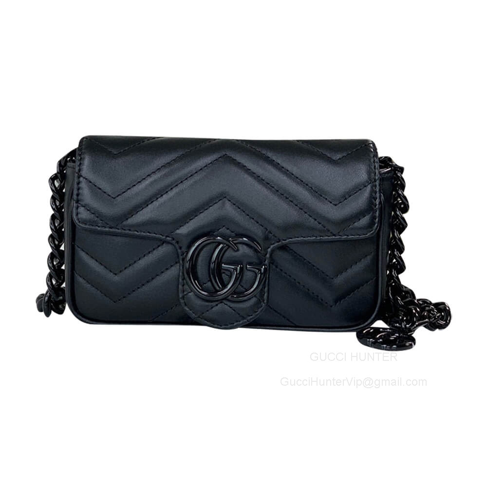 Gucci GG Marmont Belt Bag in Black Chevron Matelasse Leather 699757