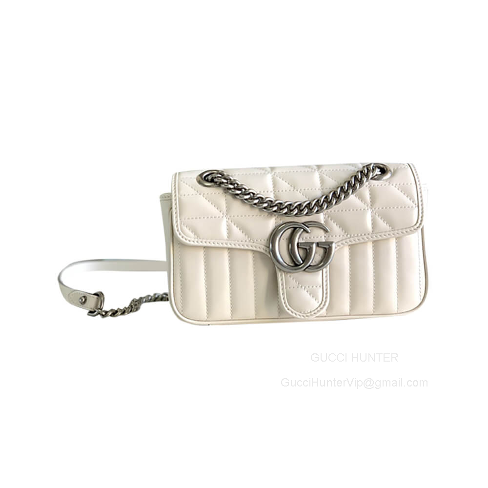 Gucci GG Marmont Mini Shoulder Bag in White Matelasse Leather 446744