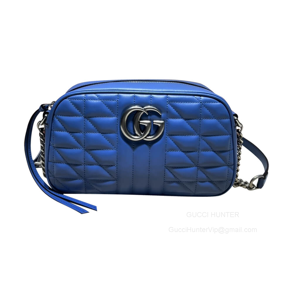 Gucci GG Marmont Aria Shoulder Bag in Blue Matelasse Leather 447632