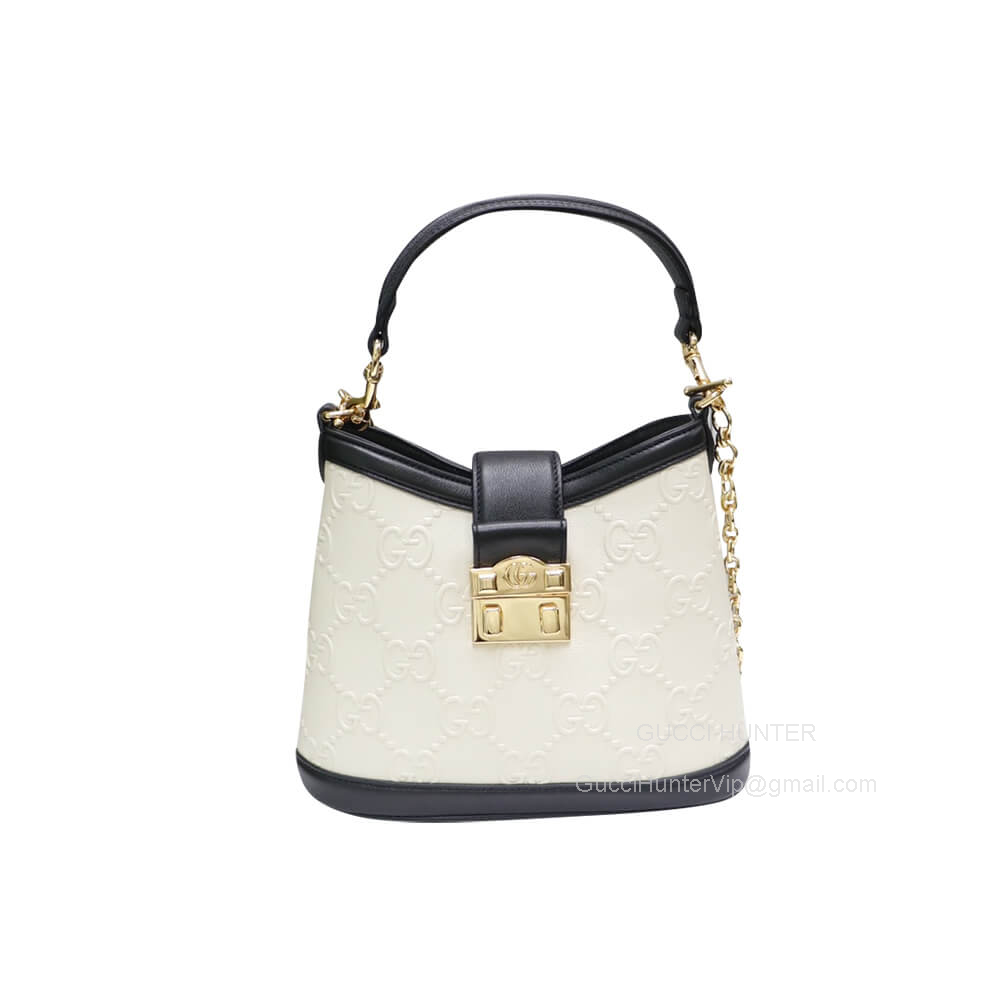 Gucci Shoulder Bag Gucci Small GG Hobo Bag in White Debossed GG Leather 675788