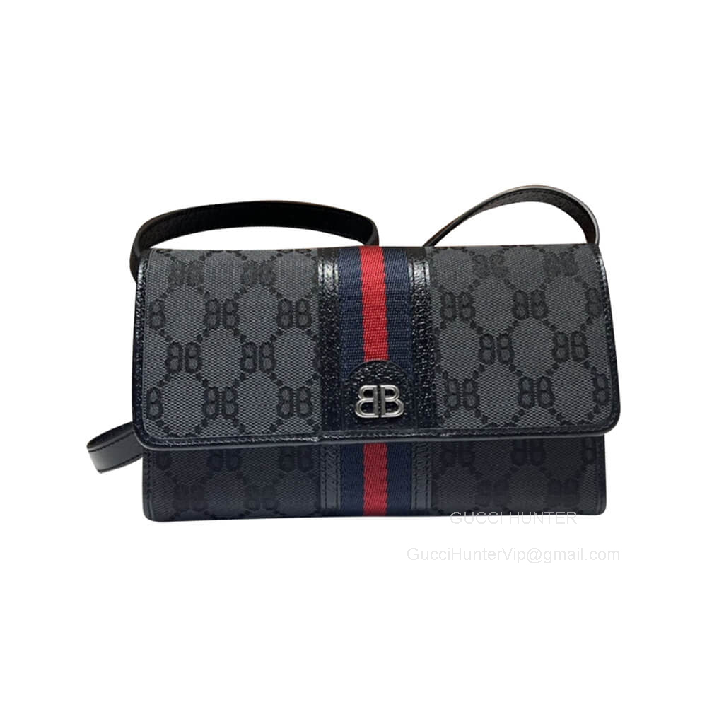 Gucci Shoulder Bag Gucci Hacker Mini Bag in Black and Dark Grey Canvas Jacquard 680131