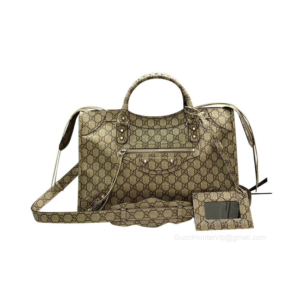 Gucci Shoulder Bag Gucci x Balenciaga The Hacker Project Medium Neo Classic City Variation 2 Bag in Beige 681695