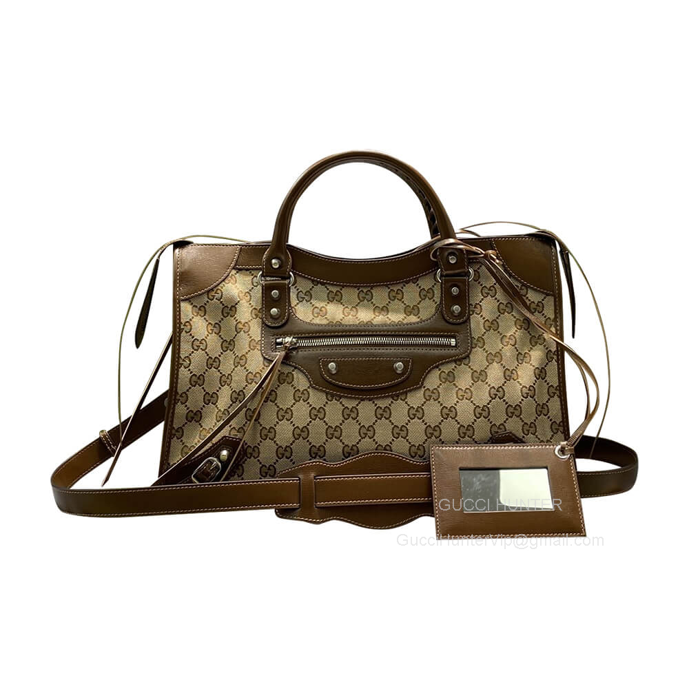 Gucci Shoulder Bag Gucci x Balenciaga The Hacker Project Medium Neo Classic City Variation 1 Bag in Beige 681695