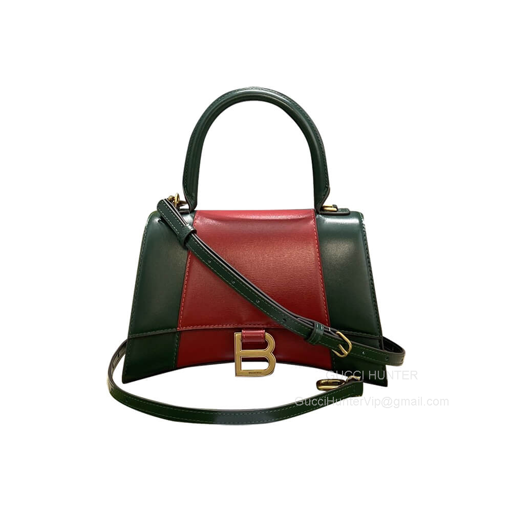 Gucci Shoulder Bag Gucci x Balenciaga The Hacker Project Small Hourglass Bag in Green and Red Leather 681697