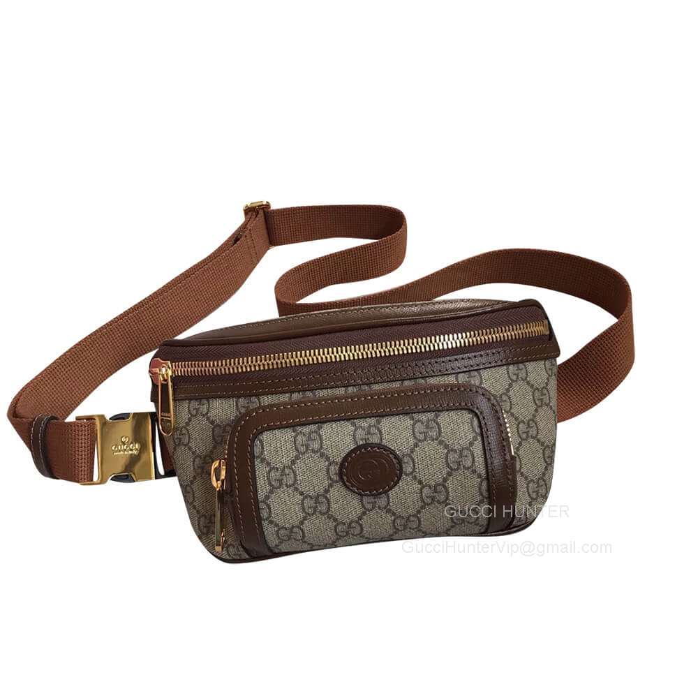 Gucci Belt Bag Gucci Interlocking G Waist Bag in Beige and Ebony GG Supreme Canvas and Brown Leather 682933