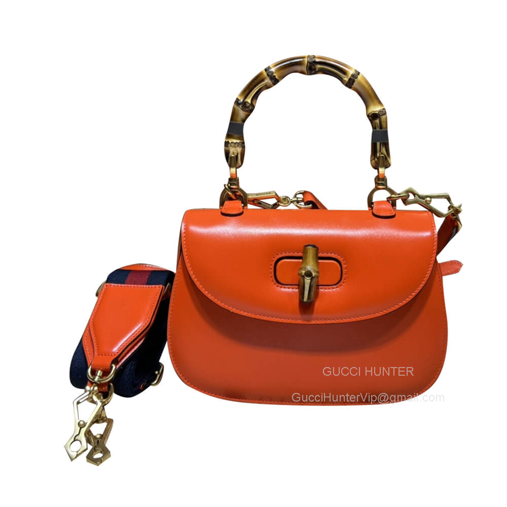 Gucci Shoulder Bag Gucci Small Top Handle Bag with Bamboo in Orange Leather 675797