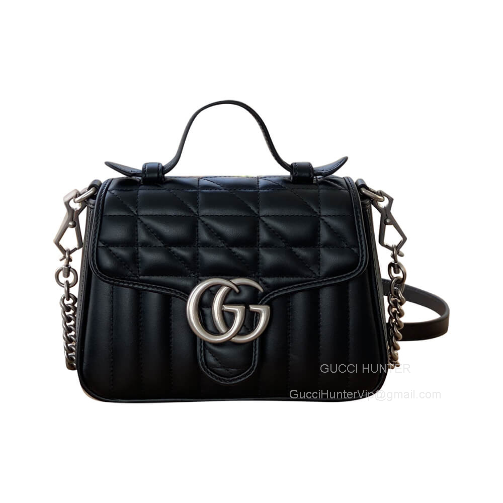 Gucci Top Handle Bag Gucci GG Marmont Mini Shoulder Bag in Black Leather 583571