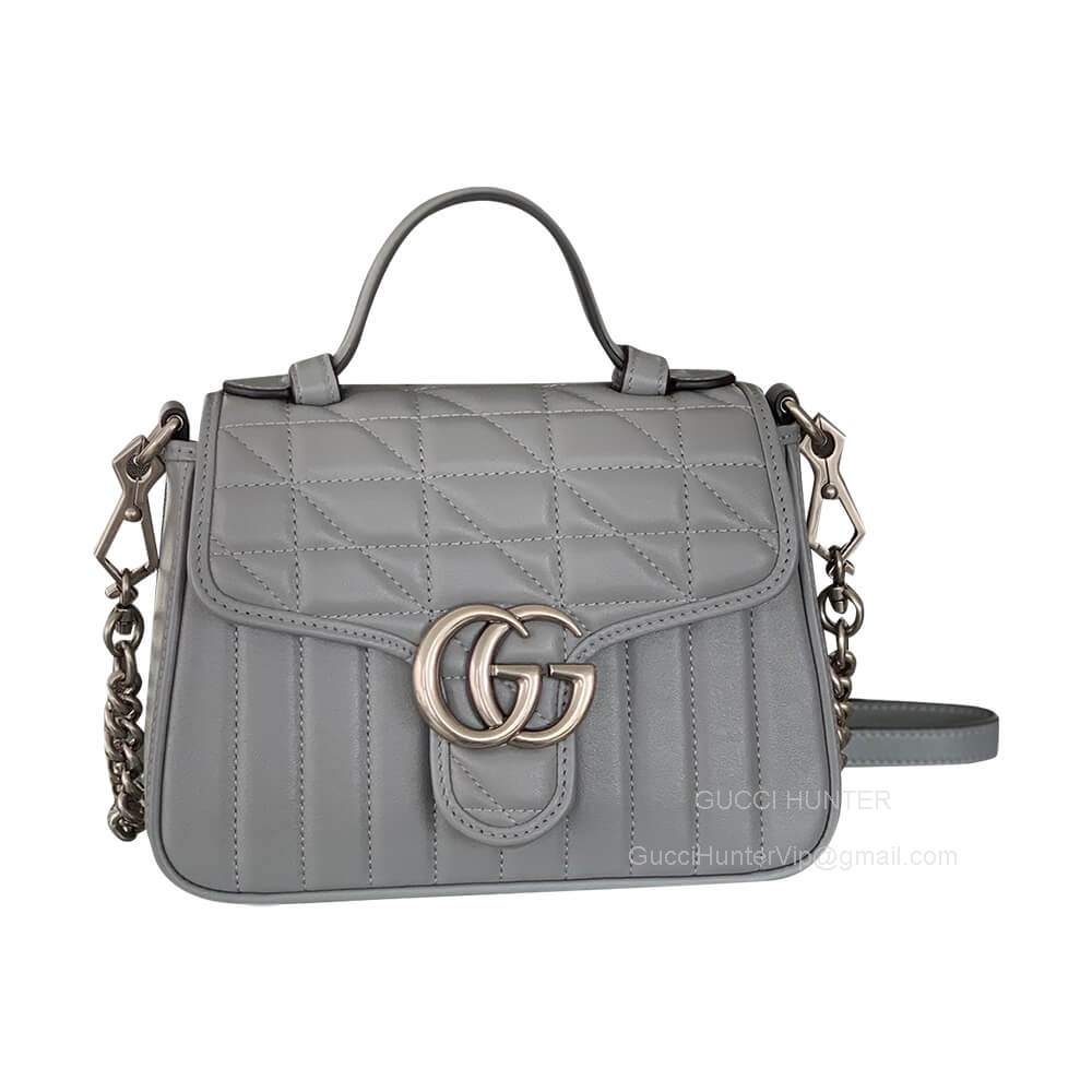 Gucci Top Handle Bag Gucci GG Marmont Mini Shoulder Bag in Gray Leather 583571