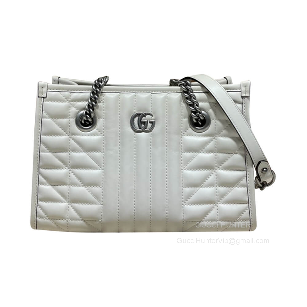 Gucci Tote Bag Gucci GG Marmont Small Tote Bag in White Matelasse Leather 681483