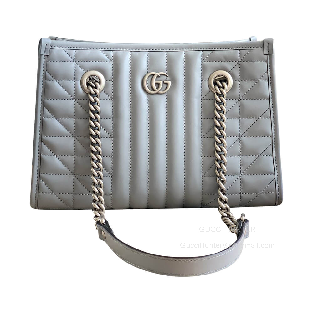 Gucci Tote Bag Gucci GG Marmont Small Tote Shoulder Bag in Gray 681483