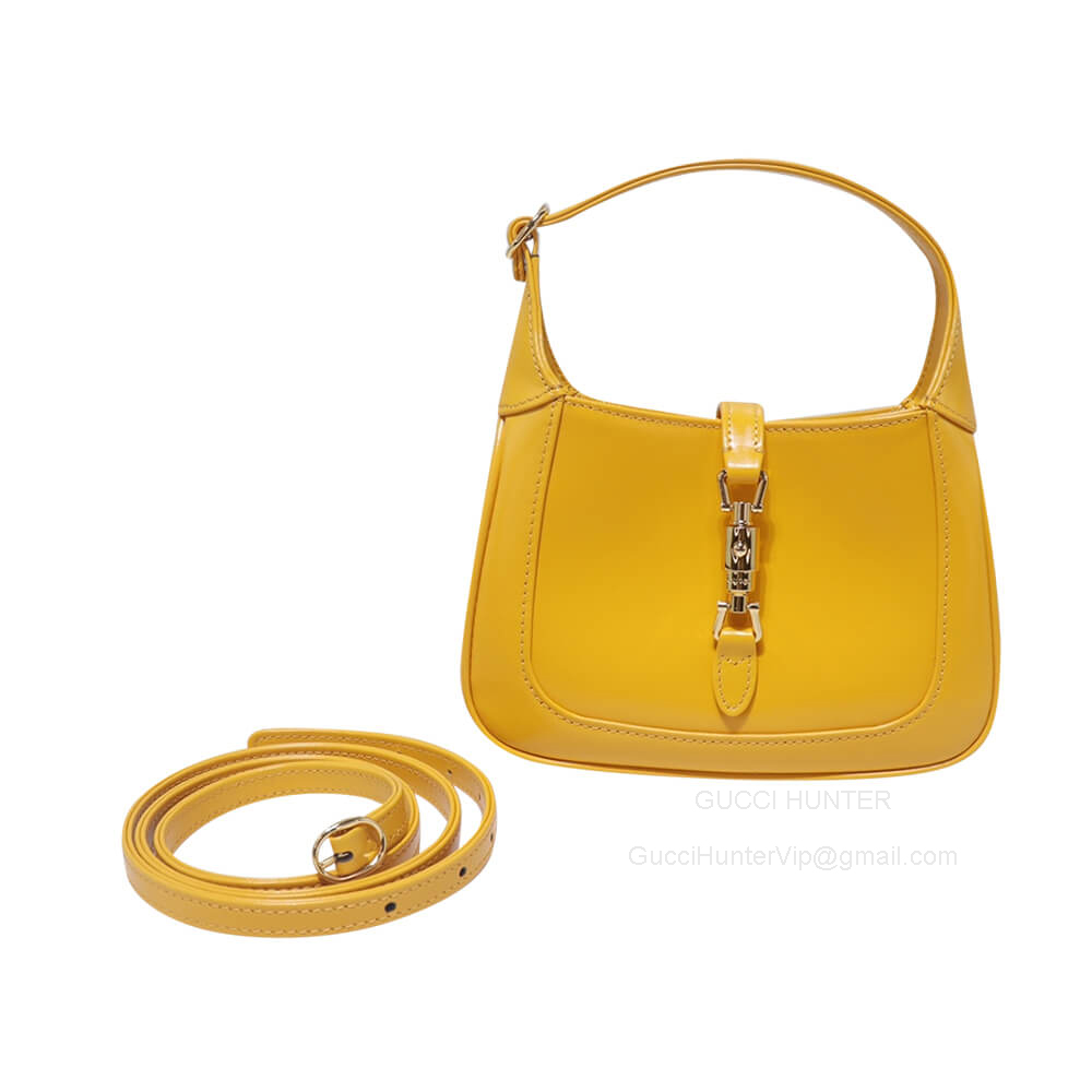 Gucci Jackie 1961 Mini Hobo Shoulder Bag in Yellow Leather 637091
