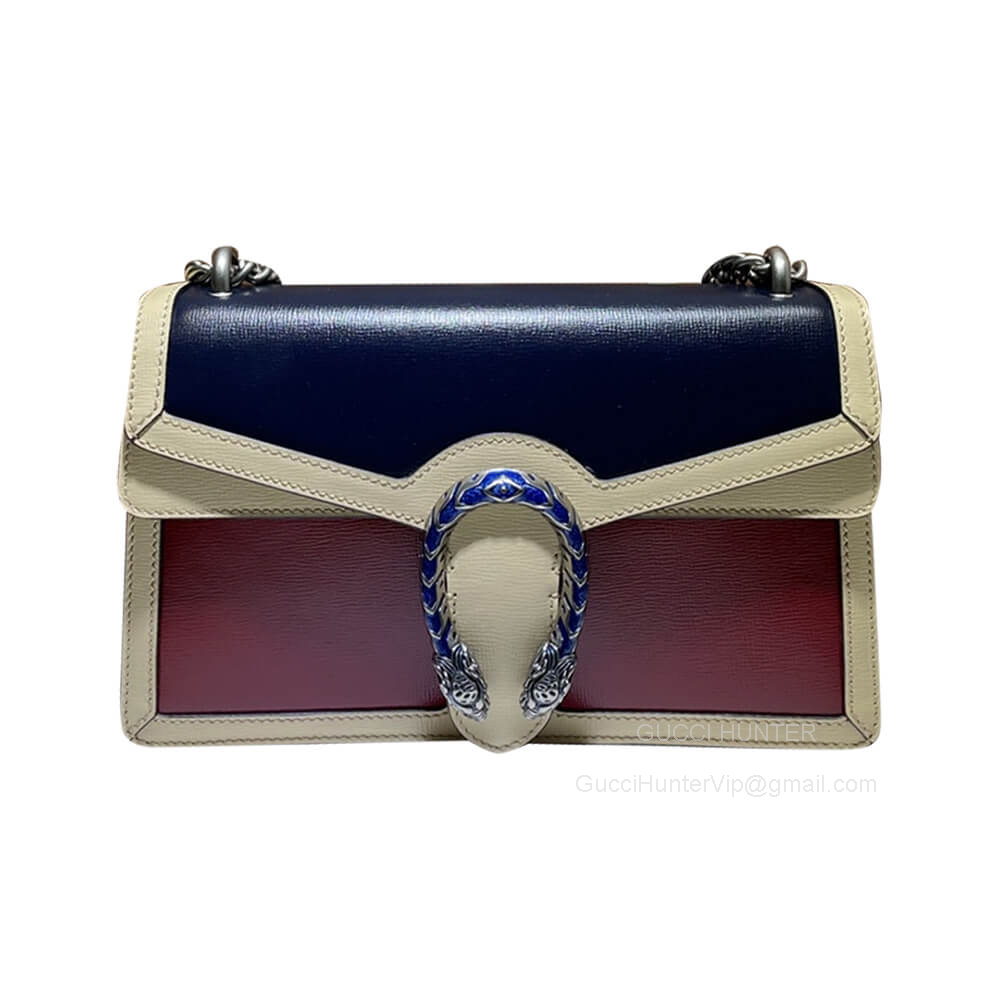 Gucci Shoulder Gucci Dionysus Small Shoulder Bag in Blue and Dark Red Grainy Leather 400249