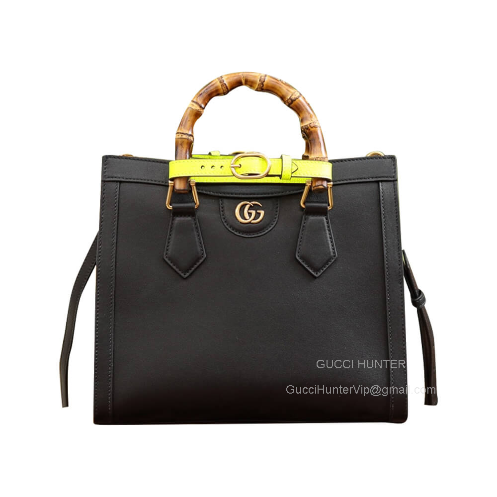 Gucci Tote Gucci Diana Small Tote Bag with Bamboo Handle and Double G in Black Calfskin Leather 660195
