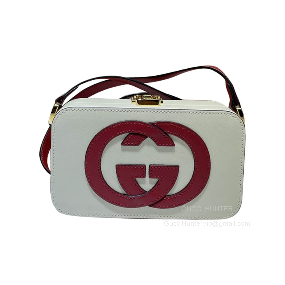 Gucci Shoulder Gucci Interlocking G Mini Shoulder Bag in White and Red Leather 658230
