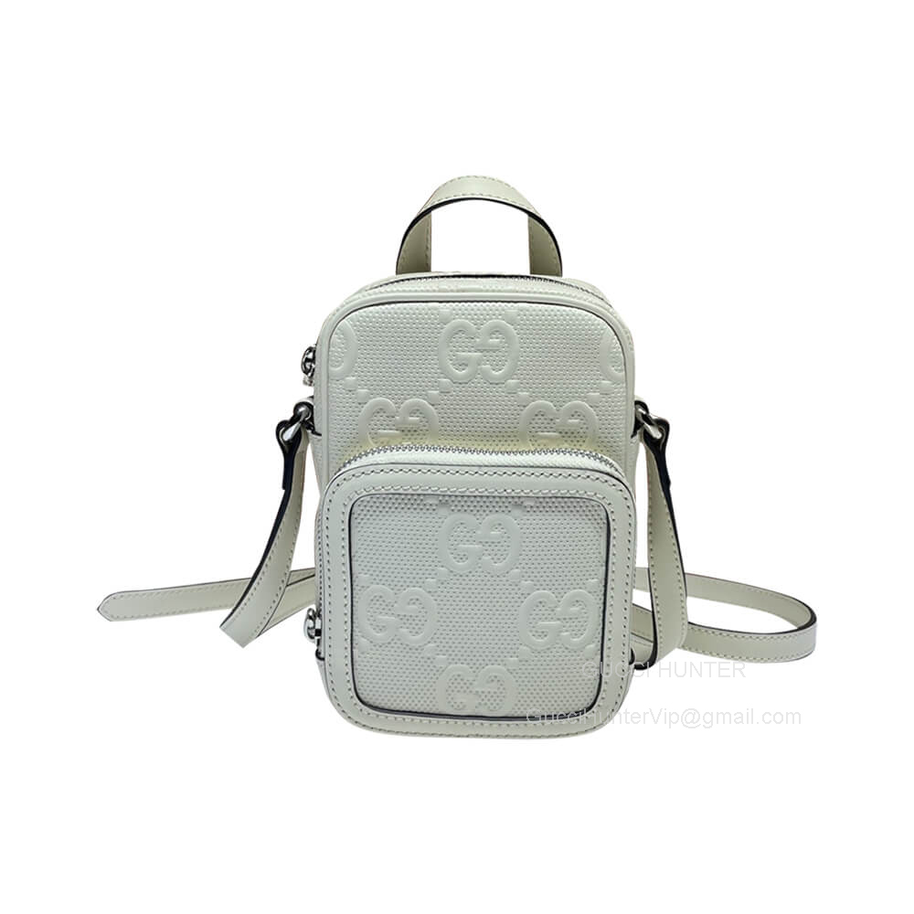 Gucci White GG Embossed Leather Mini Crossbody Travel Bag 658553