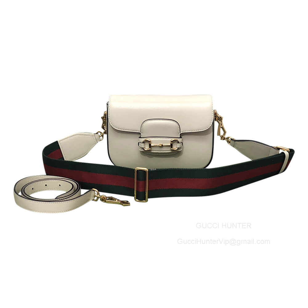 Gucci Horsebit 1955 Mini Crossbody Bag in White Calf Leather 658574