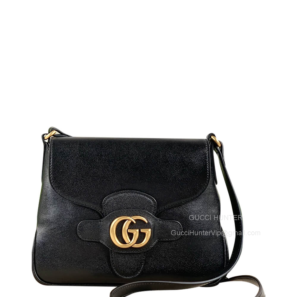 Gucci Small Messenger Bag with Double G in Black Calf Leather 648934