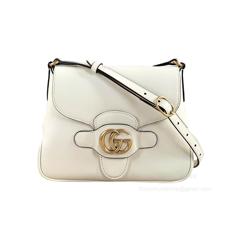 Gucci Small Messenger Bag with Double G in White Calf Leather 648934