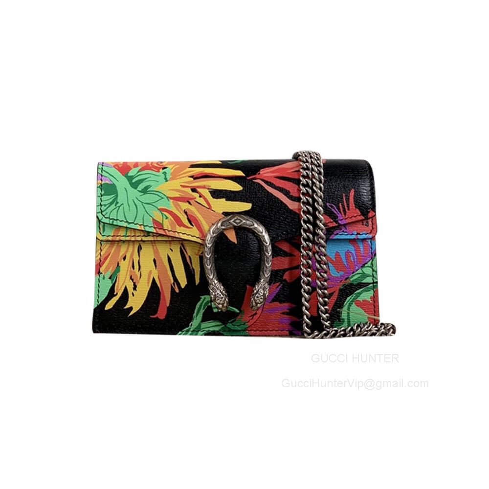 Gucci Dionysus Flora Print Super Mini Chain Bag in Black 476432